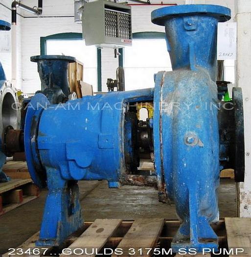 Used Goulds 3175 Pump, 3175M, 8X10X18H, 4-Vane Impeller, 16" Impeller Diameter, Ss Casing, Ss Impeller, Ss Stuffing Box, Ss Suction Side Plate, Packing #23467