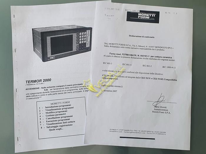 Used Muffled Gas turbo Kiln Moretti mod. FDTM4