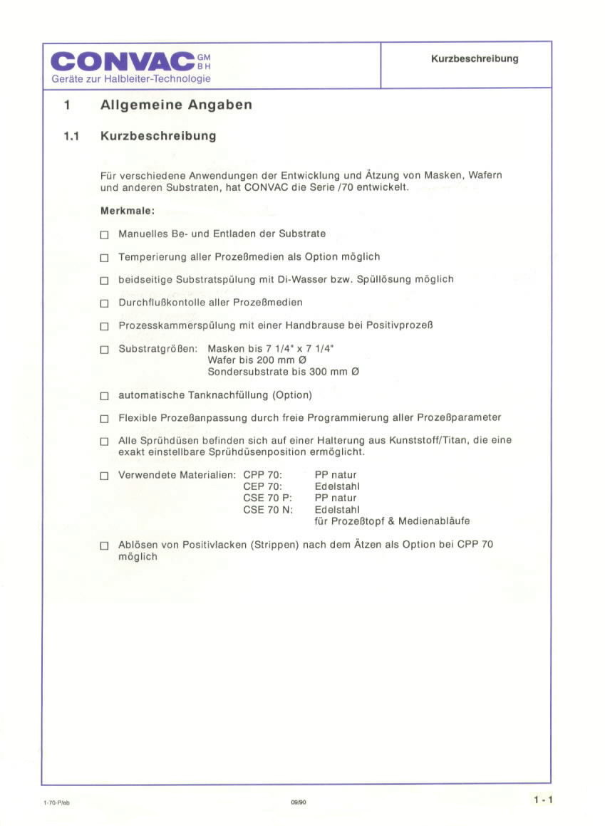 Used Convac CPP 70 Developer