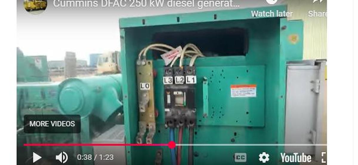 Used Used Cummins DFAC LTA10-G1 Diesel Generator, 517 Hrs 250 kW