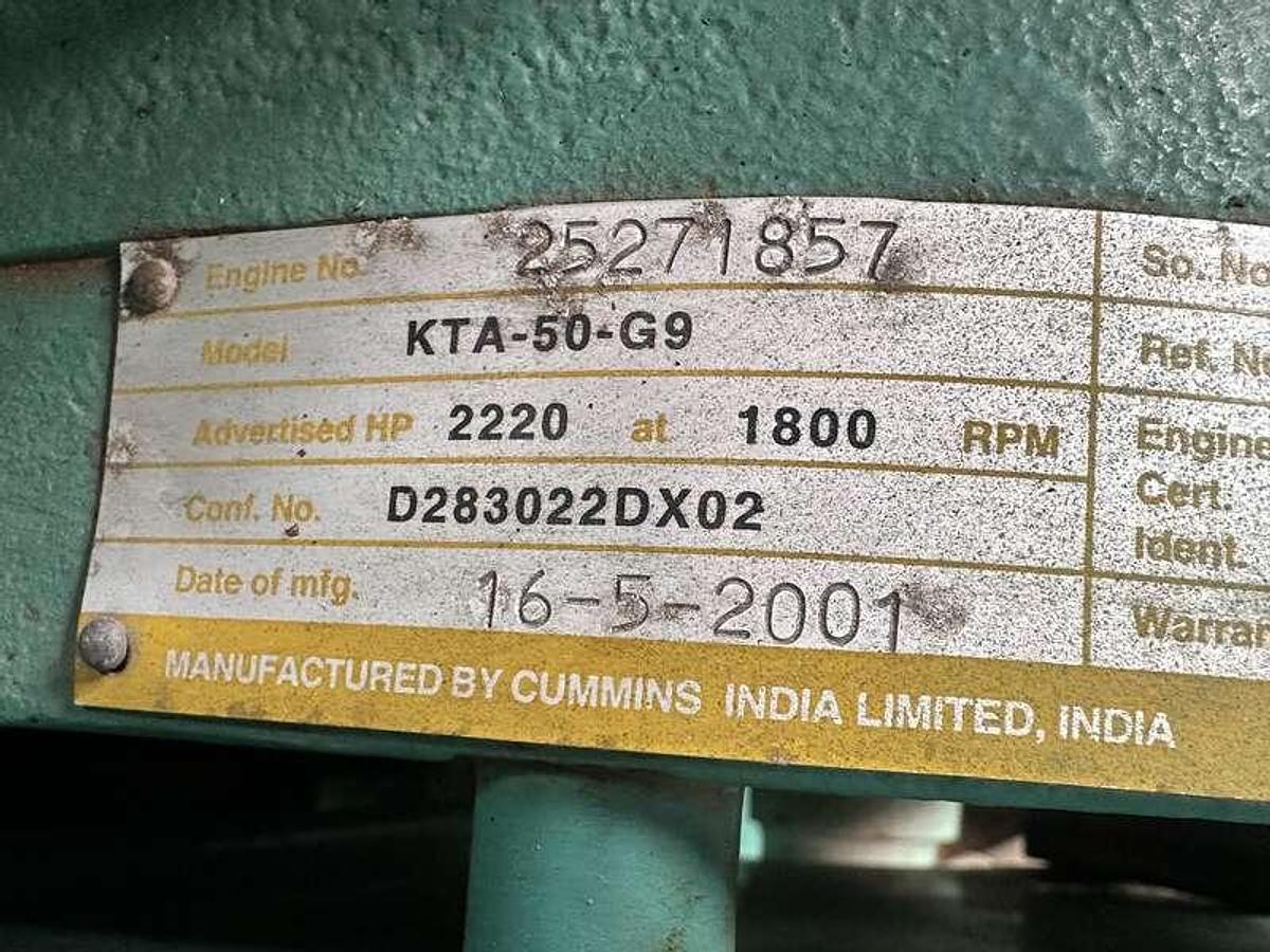 Used Used Cummins DFLE KTA50-G9 Diesel Generator, 179 Hrs  1500 kW
