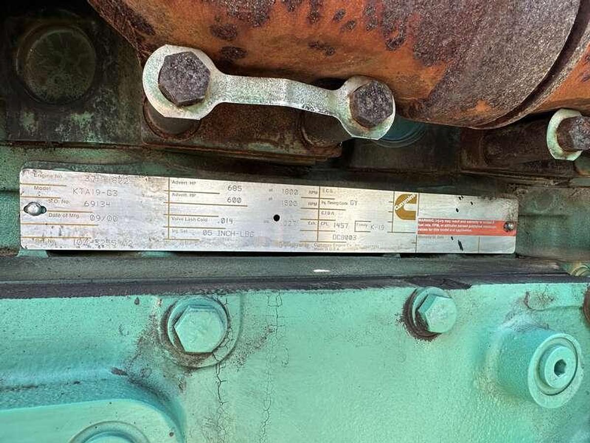 Used Cummins DFEC KTA19-G3 NR2 Diesel Generator, 2323 Hrs 450 kW