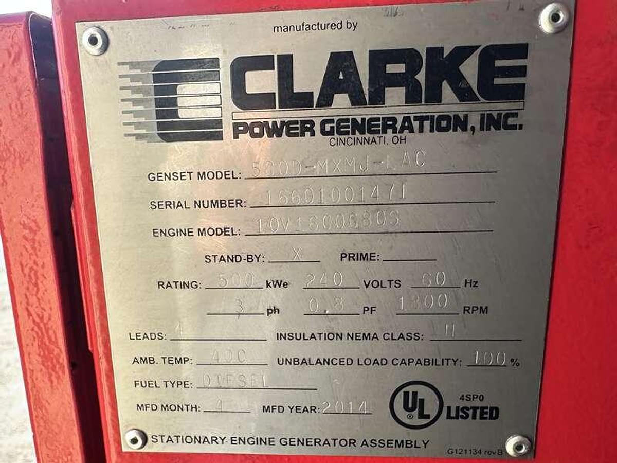 Used Used MTU DS00500 10V1600G80S Diesel Generator, 585 Hrs, EPA Tier 2  500 kW