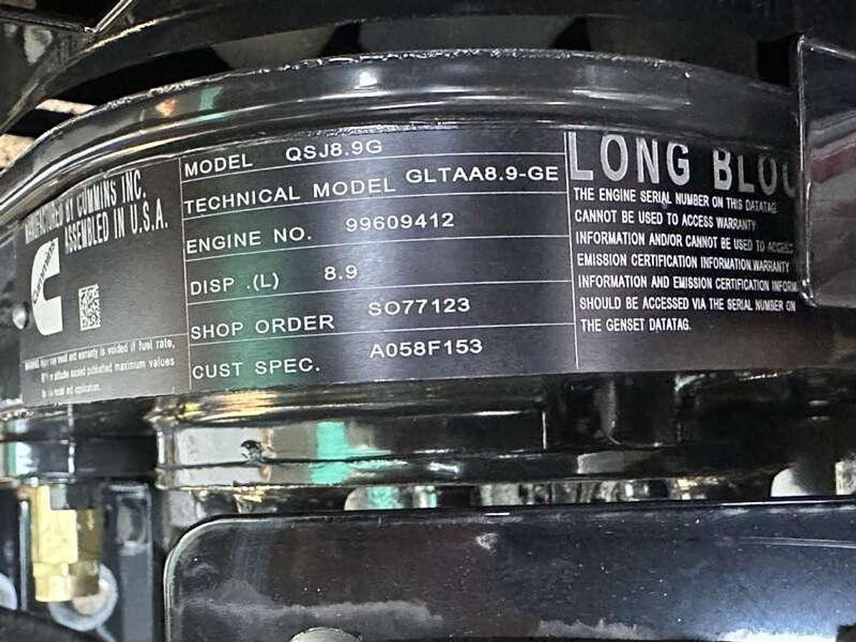 New Cummins C150N6 QSJ8.9G Natural Gas / Propane Generator, EPA Certified 150 kW