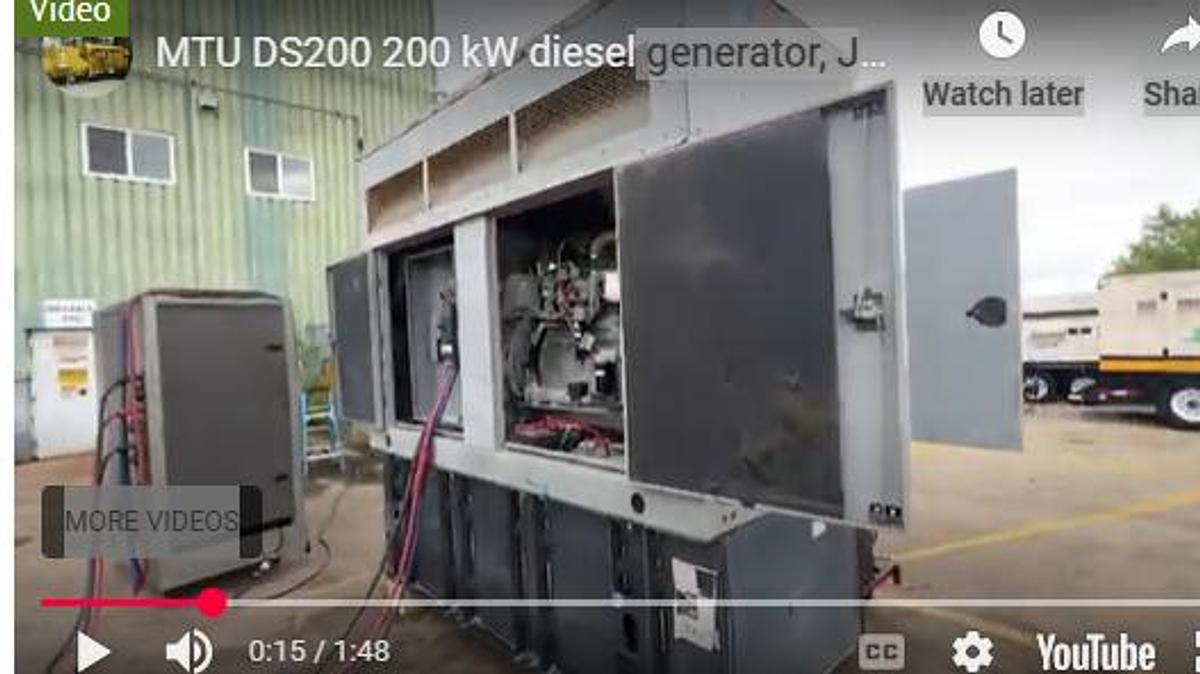 Used Used MTU DS200 Diesel Generator, 27 Hrs, EPA Tier 3 200 kW