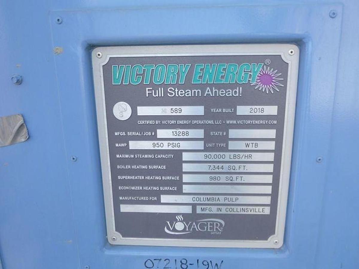 Used VICTORY ENERGY VOYAGER SERIES MODEL VS-5-78SP SH 90,000 LBS/HR PPH NATURAL GAS BOILER MANUFACTURED 2018