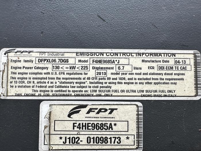 Used Used Generac Iveco/FPT 6.7L Diesel Generator, 258 Hrs, EPA Tier 3, 150 KW