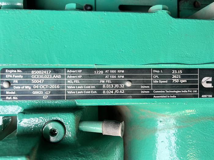 Used Used Cummins DQCB QSK23-G7 NR2 Diesel Generator, 205 Hrs, EPA Tier 2, 750 KW