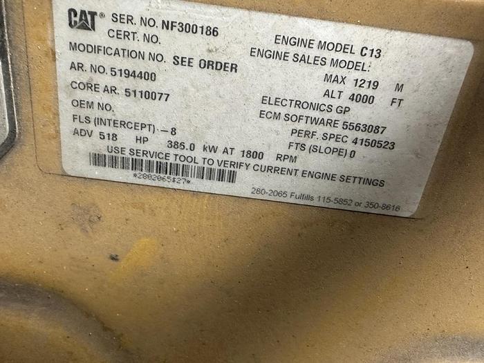 Used Used Caterpillar XQ425 Rental Grade Diesel Generator, 1703 Hrs, EPA Tier 4F, 375 KW