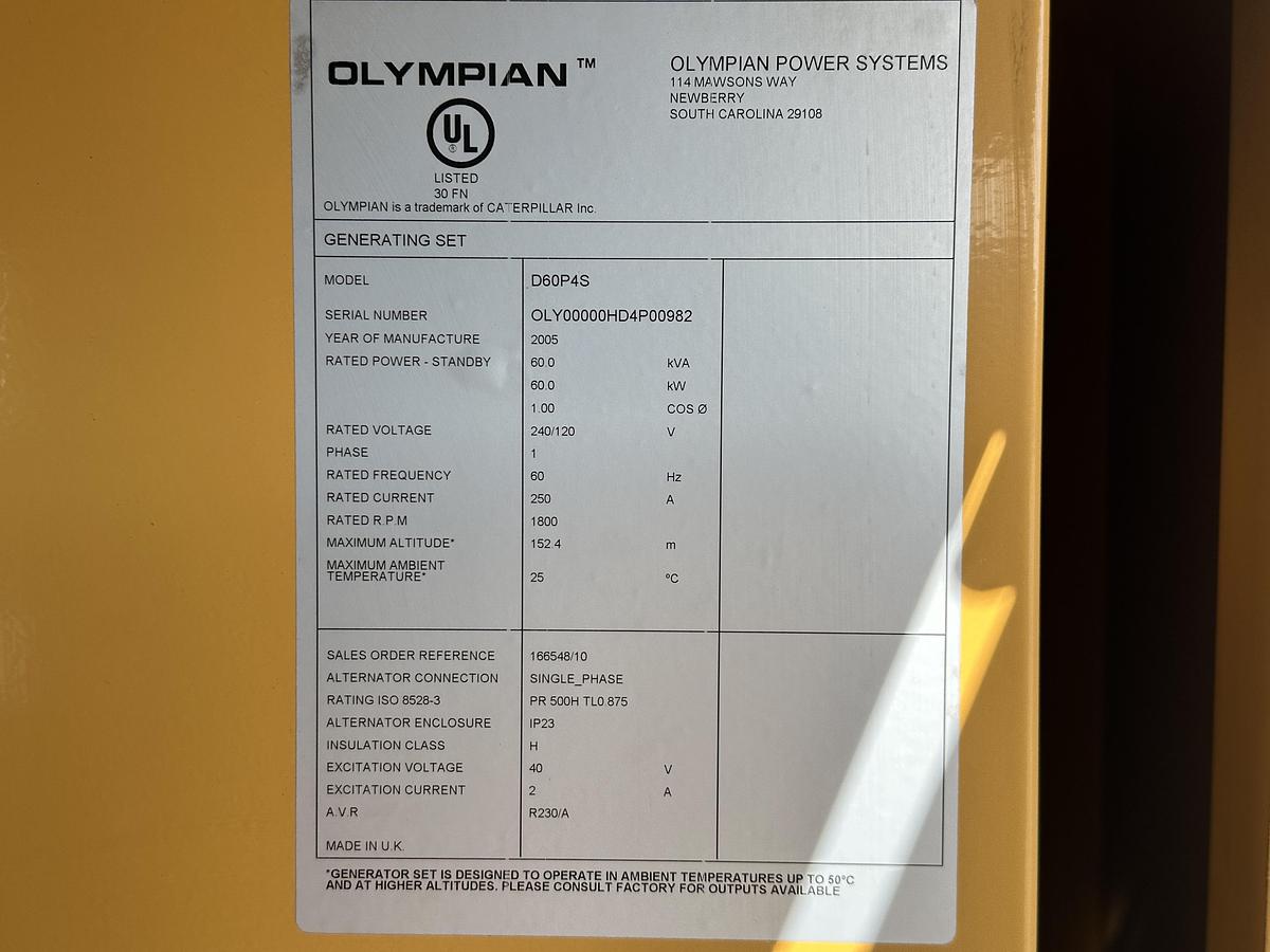 Used Used Caterpillar D60P4S Diesel Generator, 957 Hrs, Single Phase