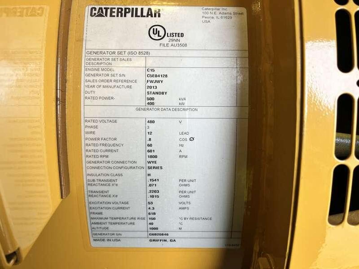 Used Used Caterpillar C15 Diesel Generator 203 Hrs EPA Tier 2 400 kW