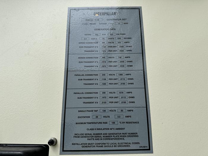 Used Used Caterpillar XQ570 Rental Grade Diesel Generator, 4439 Hrs, EPA Tier 4F, 500 KW