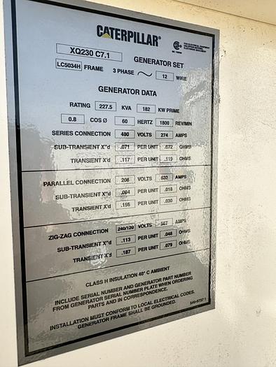 Used Used Caterpillar XQ230 Rental Grade Diesel Generator, 2767 Hrs, EPA Tier 4F, 200 KW