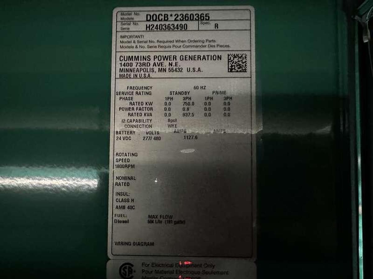 Used New Cummins DQCB QSK23-G7 Diesel Generator EPA Tier 2  750 kW