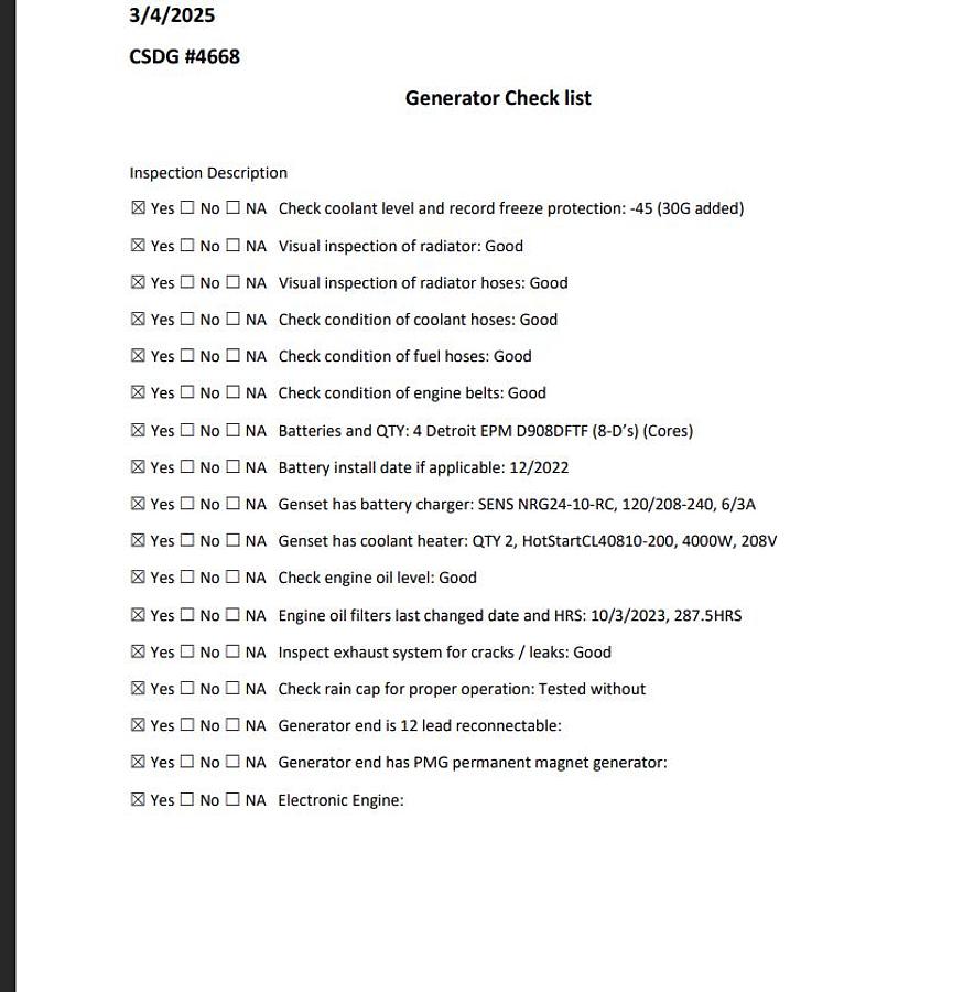 Used Used Elliot 780 RD Diesel Generator, 306 Hrs  750 kW