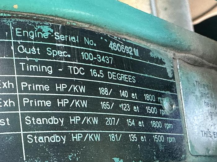 Used Used Cummins DGEA 6CT8.3-G2 Diesel Generator, 934 Hrs, 125 KW