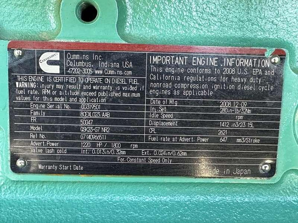 Used Used Cummins DQCA QSK23-G7 Diesel Generator, 685 Hrs, EPA Tier 2 600 kW