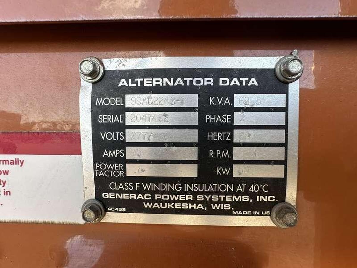 Used Used Generac SG0050 Natural Gas / Propane Generator, 414 Hrs  50 kW