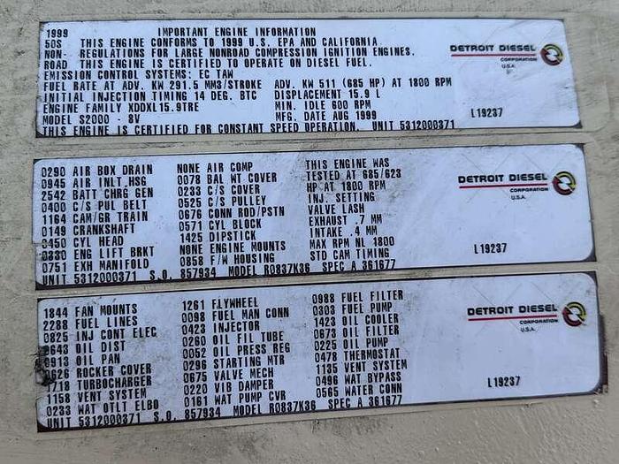 Used Used Kohler 450REOZD4 MTU 8V2000 Diesel Generator, 516 Hrs, 450 KW