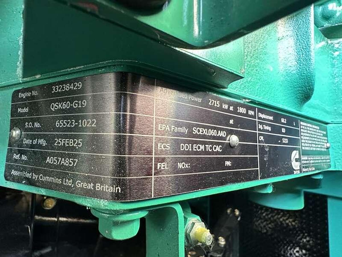 New Cummins DQKAN Diesel Generator, EPA Tier 2 , 2025*****, 2500 KW JUST IN