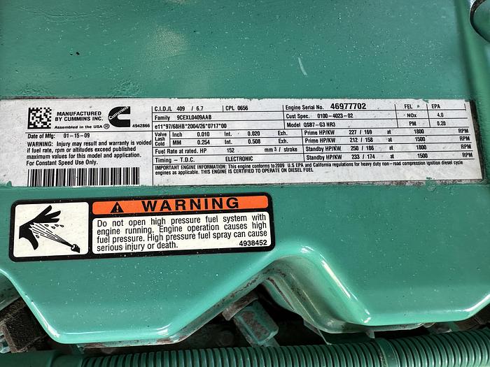 Used Used Cummins DSGAC QSB7-G5 Diesel Generator, 469 Hrs, EPA Tier 3, 150 KW