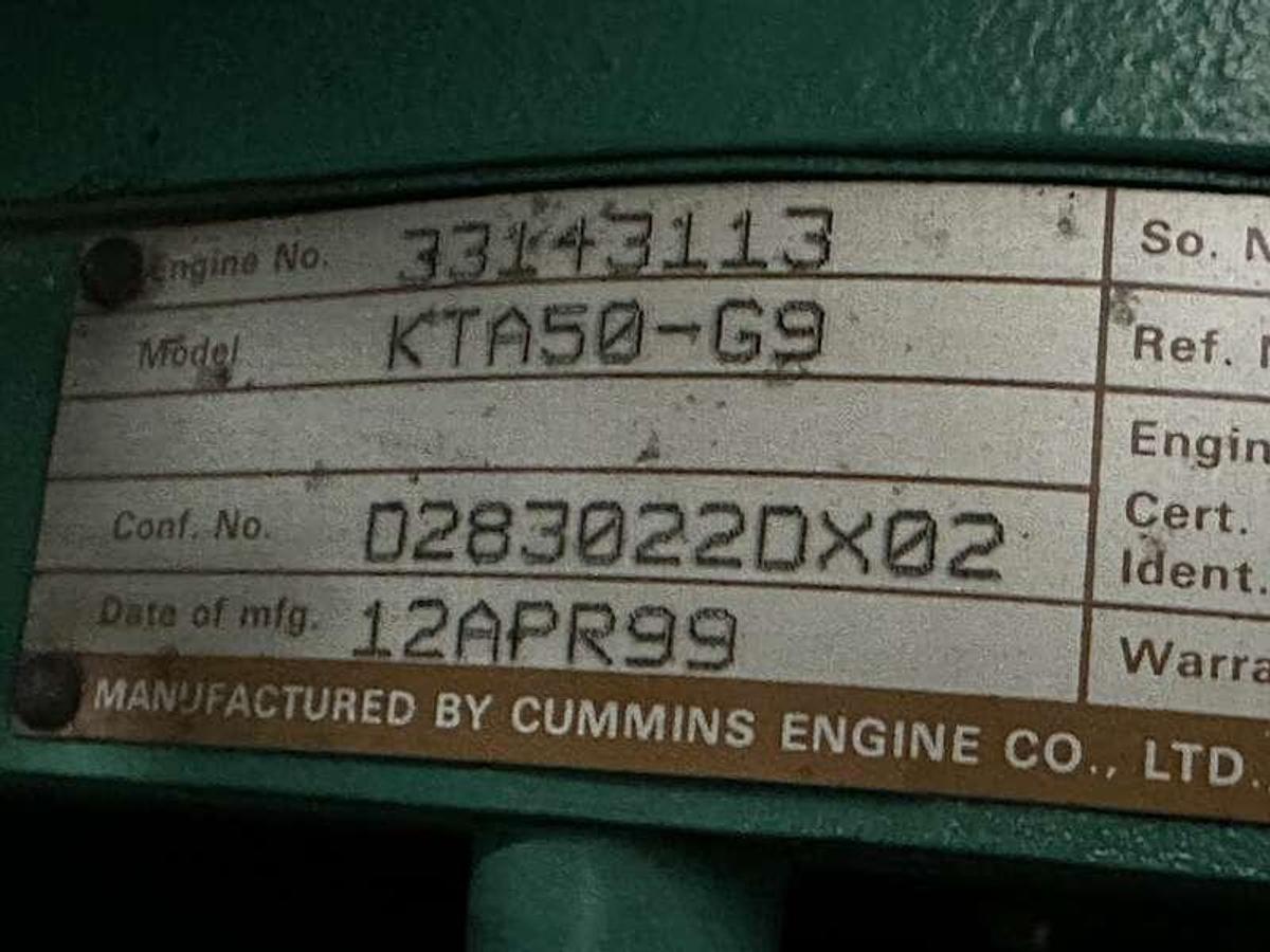 Used Used Cummins DFLE KTA50-G9 Diesel Generator, 229 Hrs 1500 kW