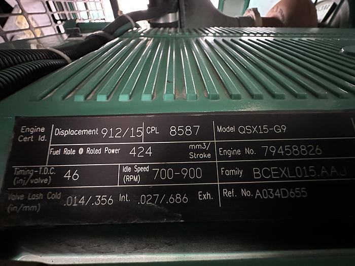 Used Used Cummins DFEK QSX15-G9 Diesel Generator, 300 Hrs, EPA Tier 2, 500 KW