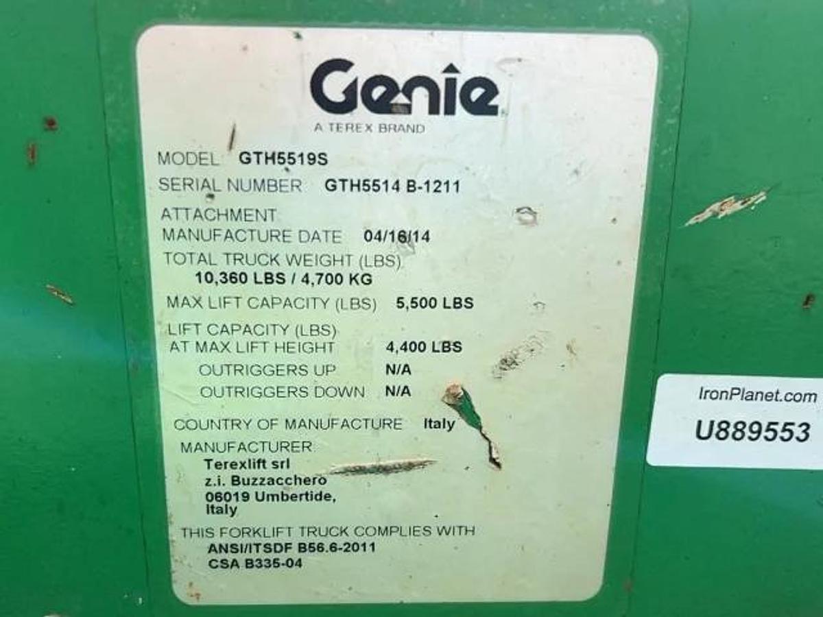 Used 2014 GENIE GTH-5519 Year - 2014 Model - GTH5519 Hours - 2235