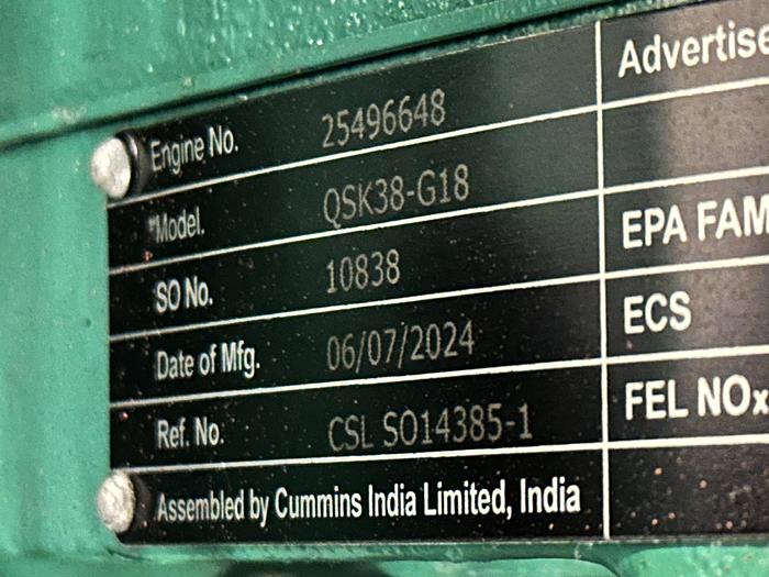 New Cummins C1500D6E Diesel Generator, 0 Hrs, EPA Tier 2, 1500 KW