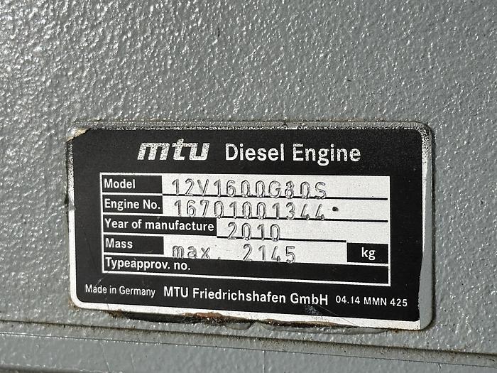 Used Used MTU DS600 12V1600G80S Diesel Generator, 105 Hrs, EPA Tier 2 600 kW