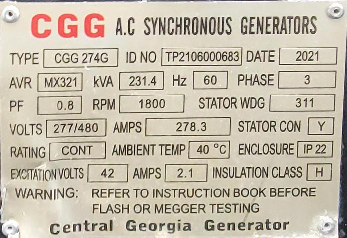 Used generator 2021 Perkins  175k