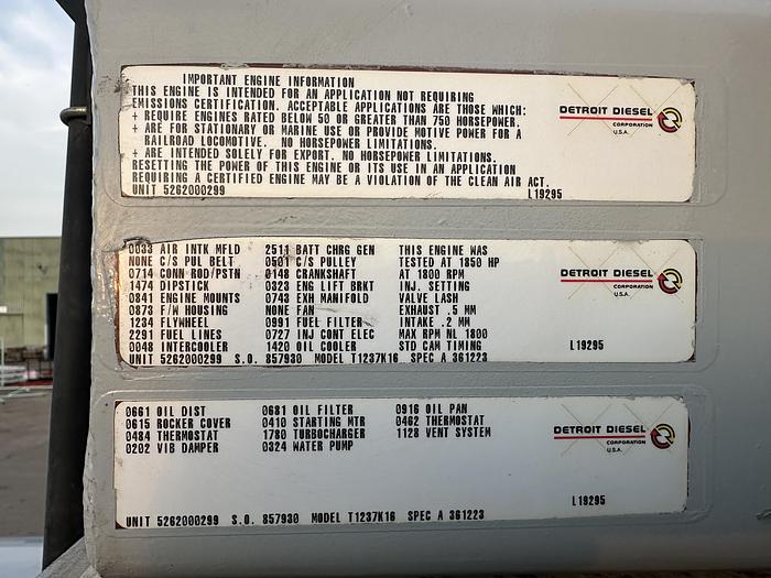 Used Used Kohler 1250ROZD4 Diesel Generator, 167 Hrs, 1250 KW