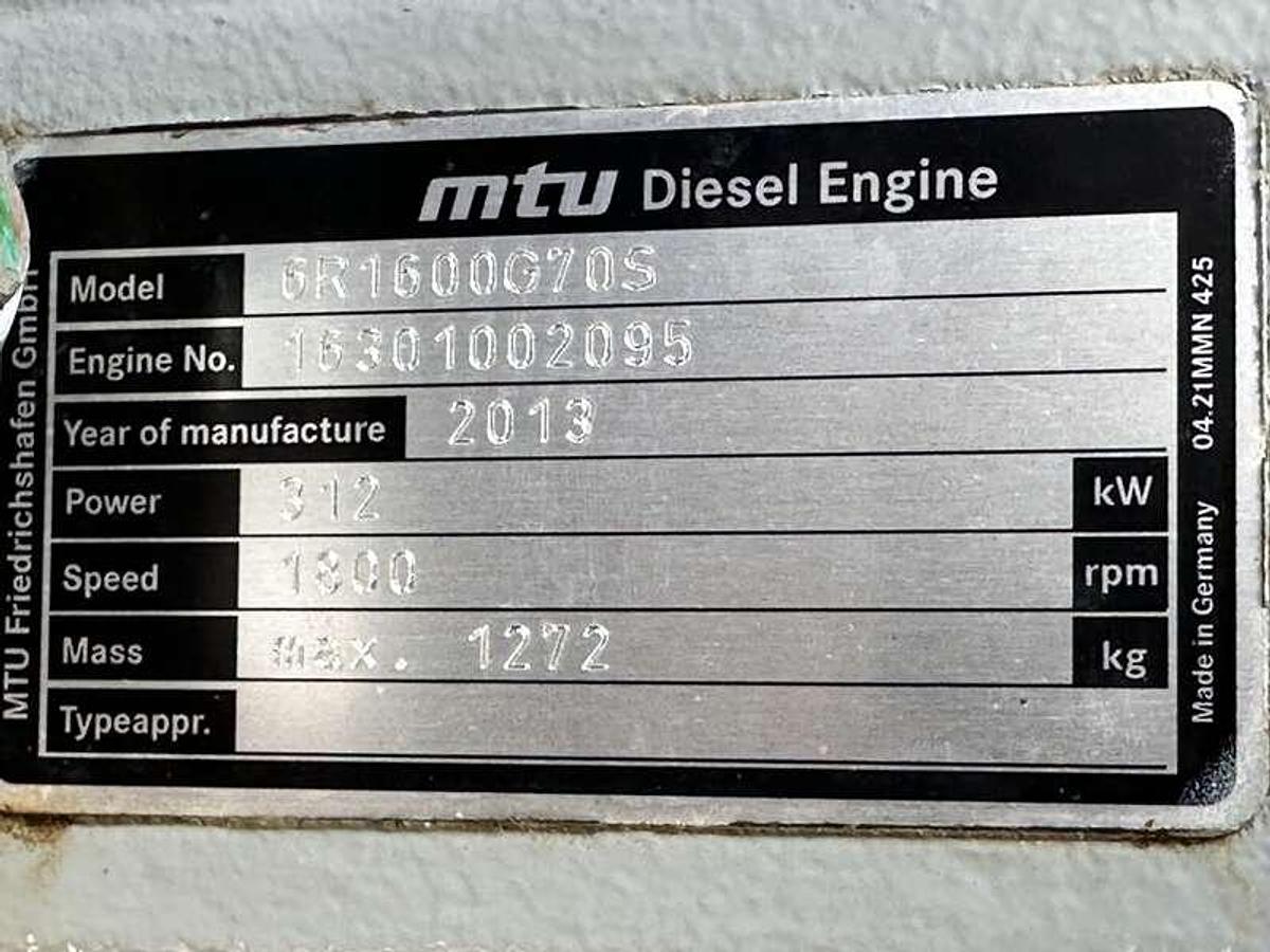 Used Used MTU DS250 6R1600G70S Diesel Generator, 390 Hrs, EPA Tier 3 250 kW