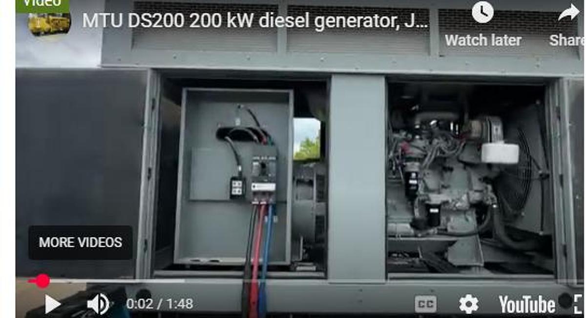 Used Used MTU DS200 Diesel Generator, 3 Hrs, EPA Tier 3 200 kW