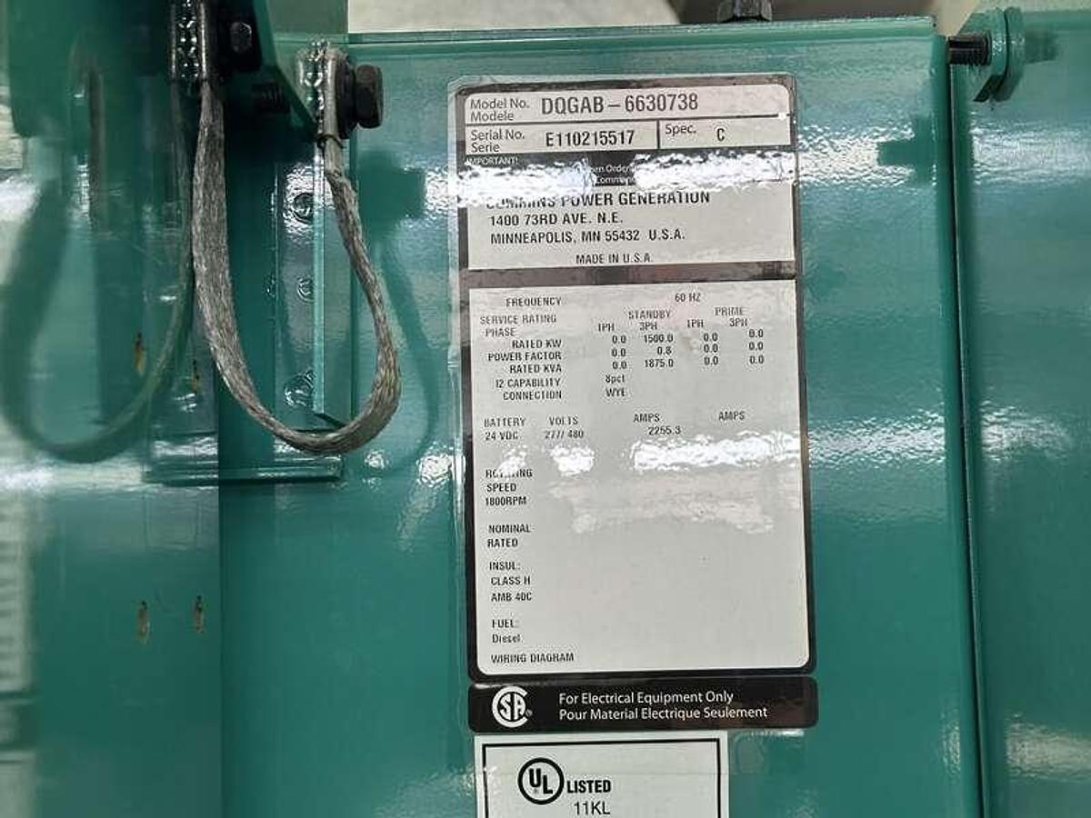 Used Used Cummins DQGAB Diesel Generator, 232 Hrs, EPA Tier 2 $359,900 1500 kW