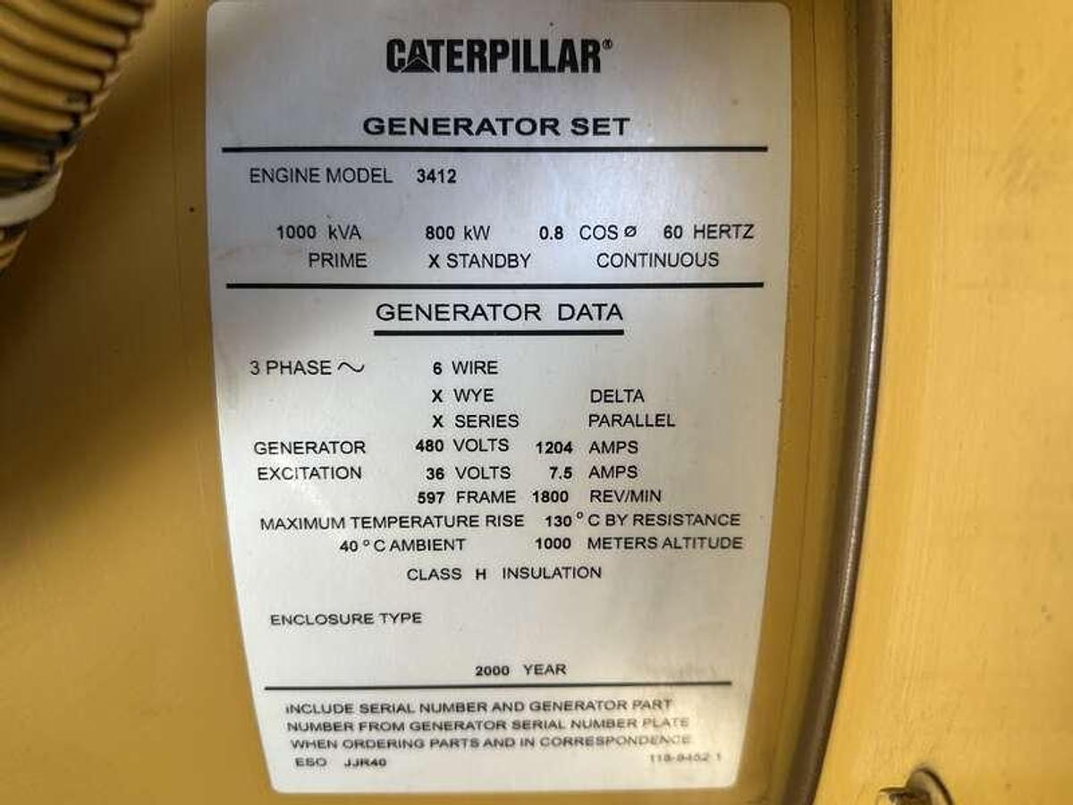 Used OK let's get this onesed Caterpillar 3412 Diesel Generator, 852 Hrs 800 kW