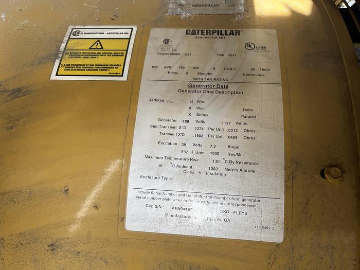 Used Used Caterpillar C27 Diesel Generator 261 Hrs EPA Tier 2, 750 KW