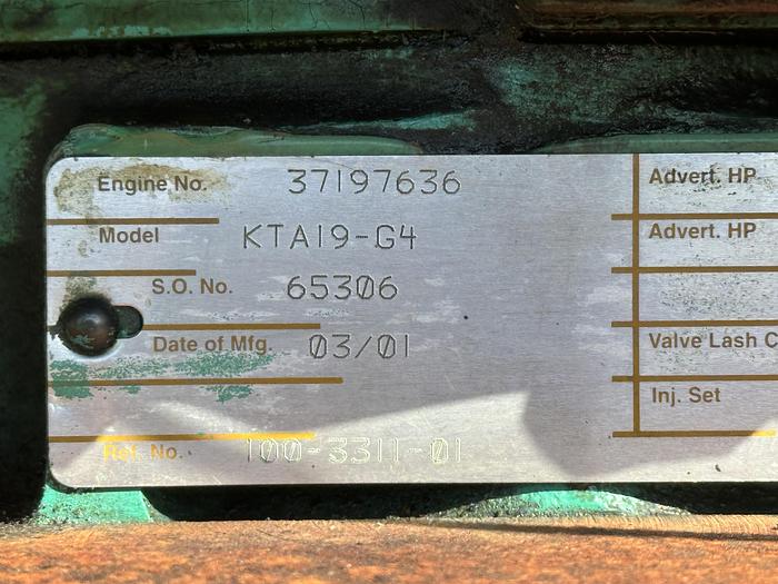 Used Used Cummins DFED KTA19-G4 Diesel Generator, 907 Hrs, 500 KW