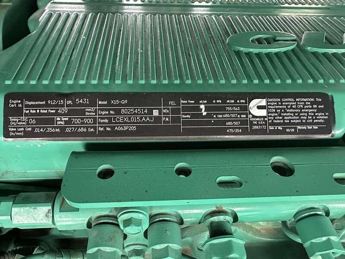 Used Used Cummins DFEJ QSX15-G9 NR2 Diesel Generator 38 Hrs EPA Tier 2 450 kW