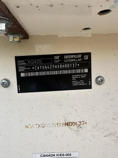 Used Used Caterpillar XQ425 Rental Grade Diesel Generator, 1703 Hrs, EPA Tier 4F, 375 KW
