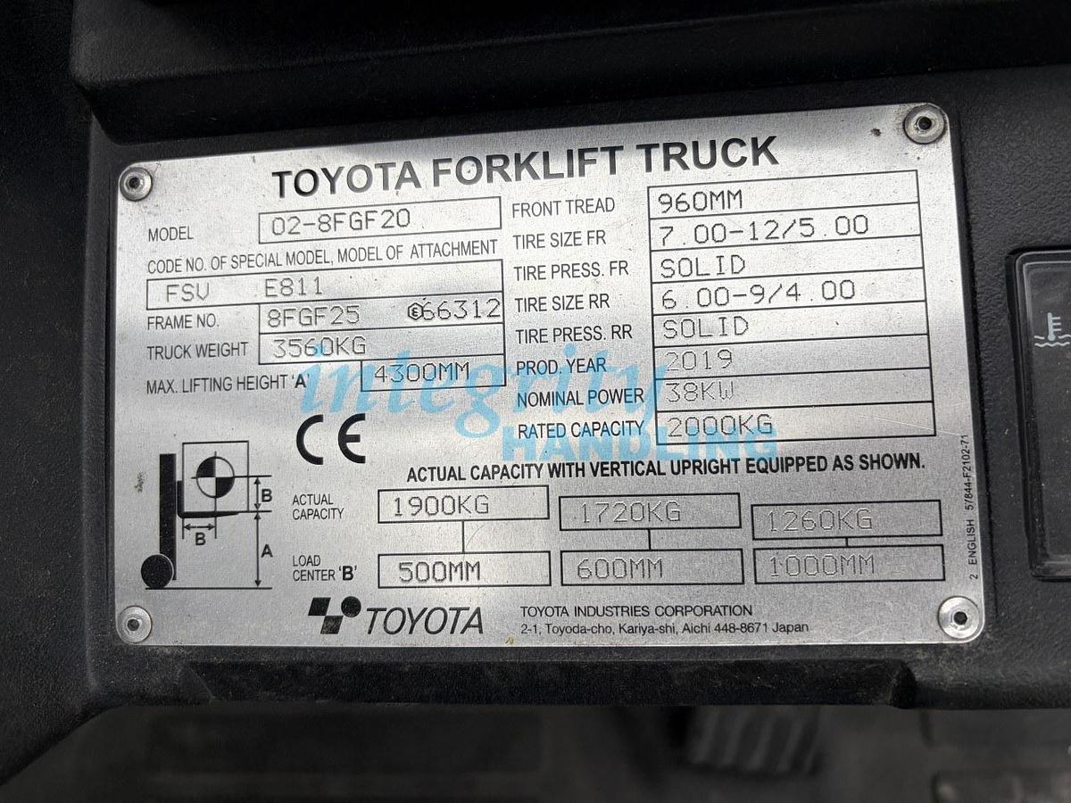 Used 2019 TOYOTA 02-8FGF20