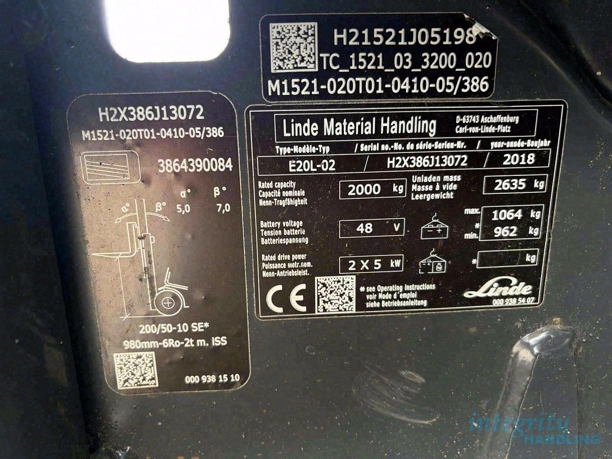 Used 2018 LINDE E20L-02