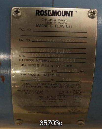 Used Rosemount 8711TSA040R1G1N0 Rosemount 4" Magnetic Flow Tube #35703