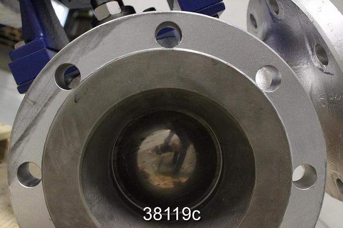 Unused Jamesbury 6" Air Operated 3-Way Ball Valve #38119