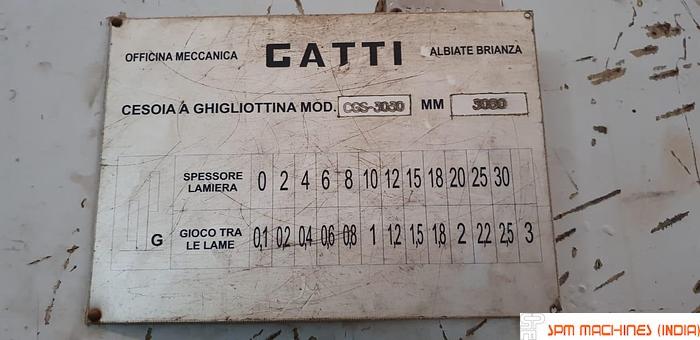 Used Gatti 30mm x 3100mm Mechanical Shearing Machine