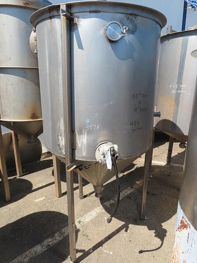 450 Gallon Vertical Stainless Steel Cone Bottom Tank