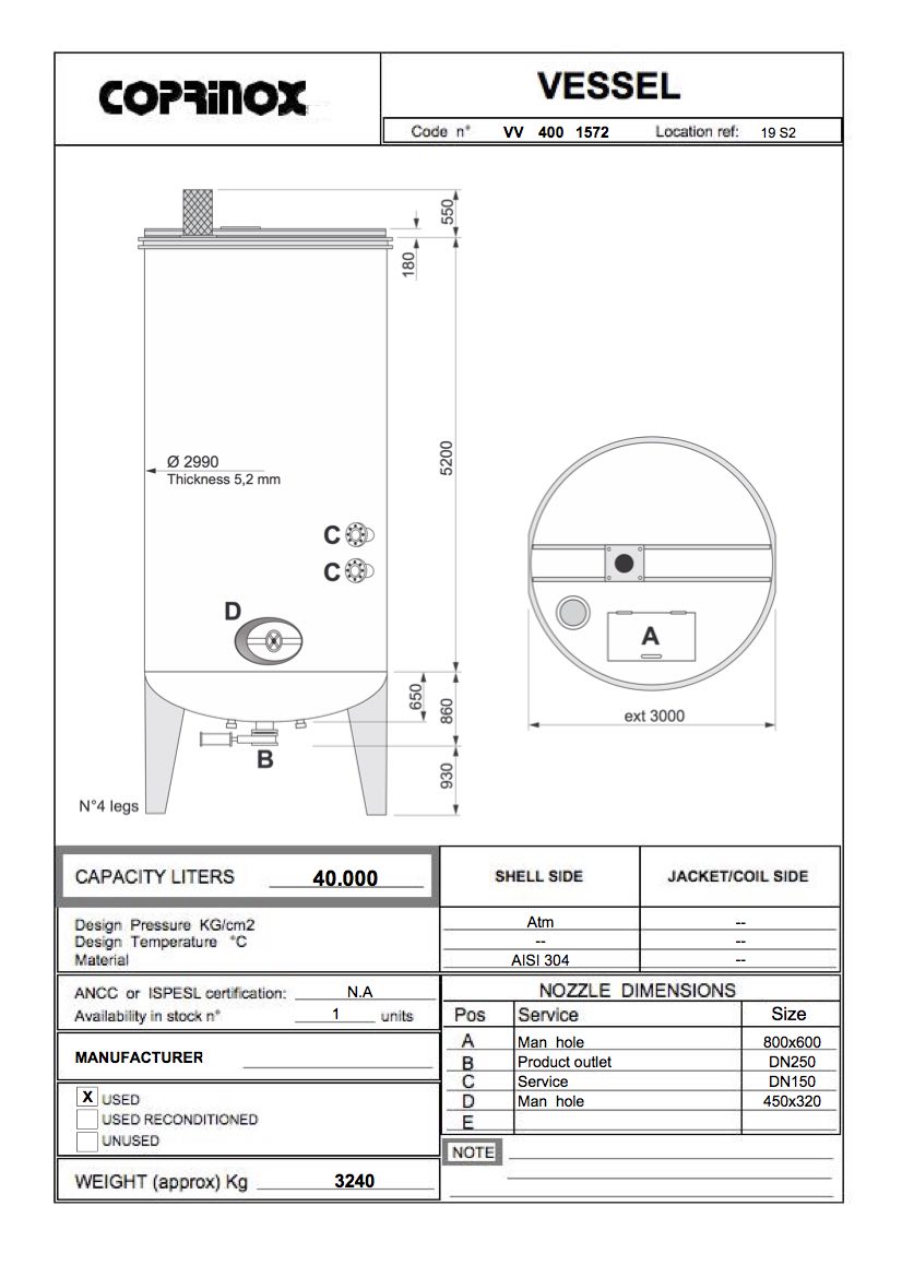 Usato Serbatoio  da 40000 Litri