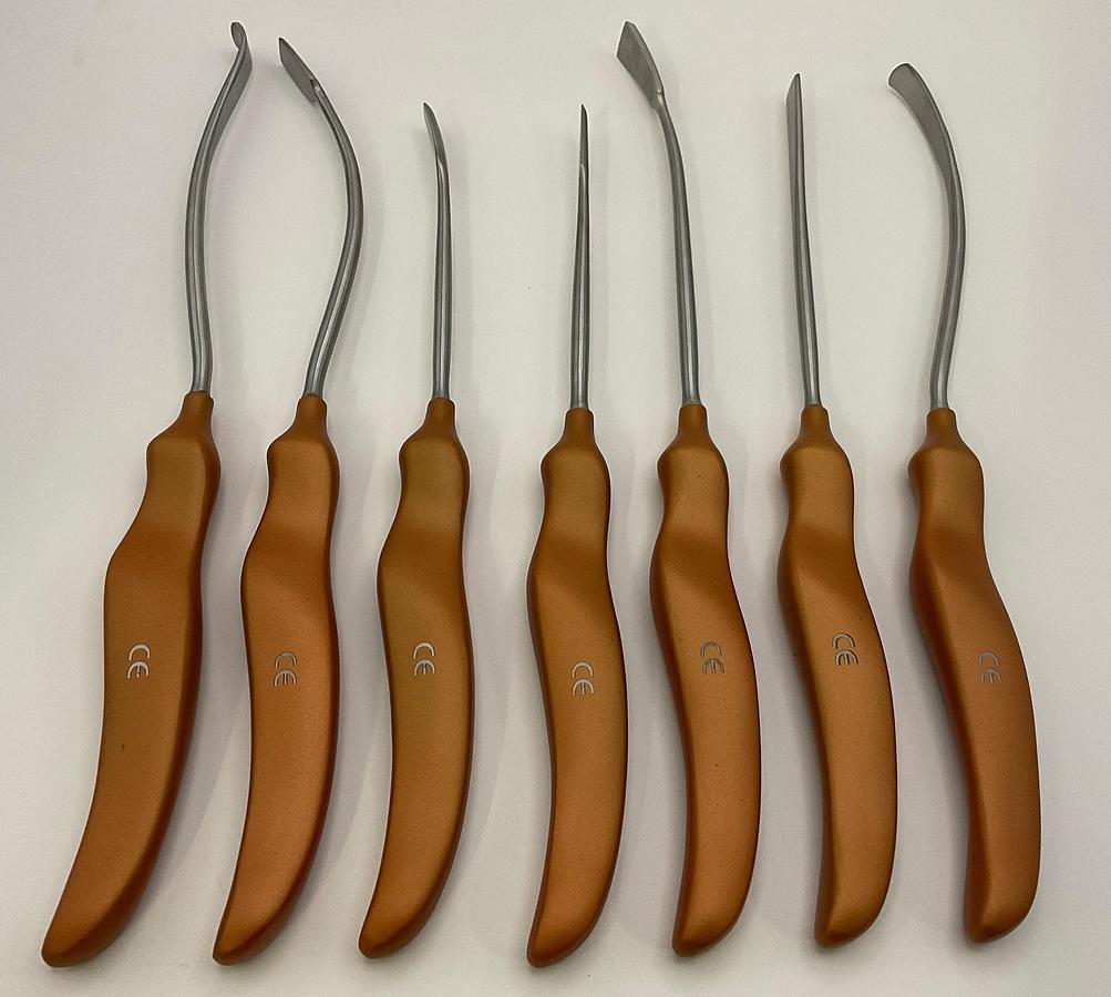 GB Medical Endoscopic Facelift & Forehead Dissector Set With Rose Gold Teflon Coated Ergo-Handle