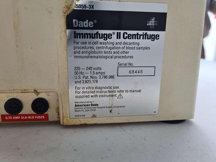 Used Dade Immufuge II Centrifuge