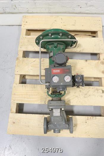 Unused Fisher RSS Steam Control Valve, 1", Rss Body Style, Di/Pfa Body, Stainless Steel Shaft, Pt Fe Tfm1600/Alyc4 Plug,  Pt Fe Tfm1600 Seat, Port Size 3/16", Travel 5/8", Type 667 Actuator, Size 30, Fieldvue Dvc5020 Positioner, Unused, Rating 285 Psi Cwp #25497